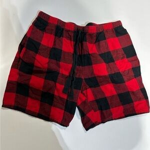 Stars above red and black, buffalo check shorts size XS